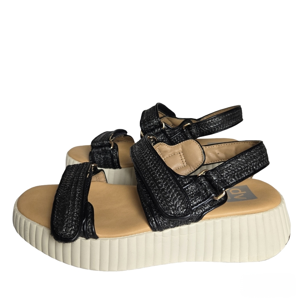 Dolce Vita Fighter Sporty Platform Sandals Black Woven Adjustable Straps